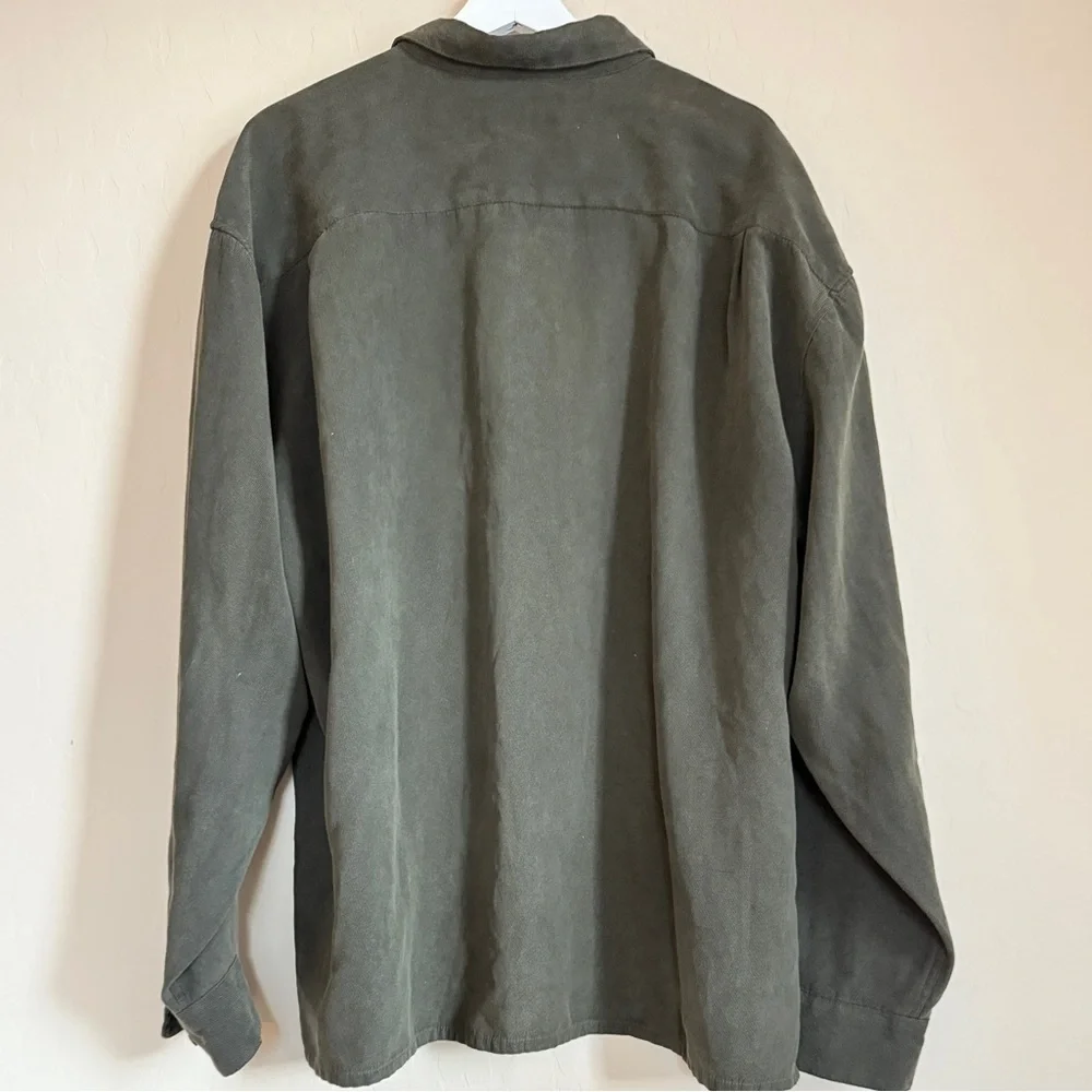 Bachrach Men’s Dark Green Button Down Long Sleeve Shirt Jacket Soft Thick XXL